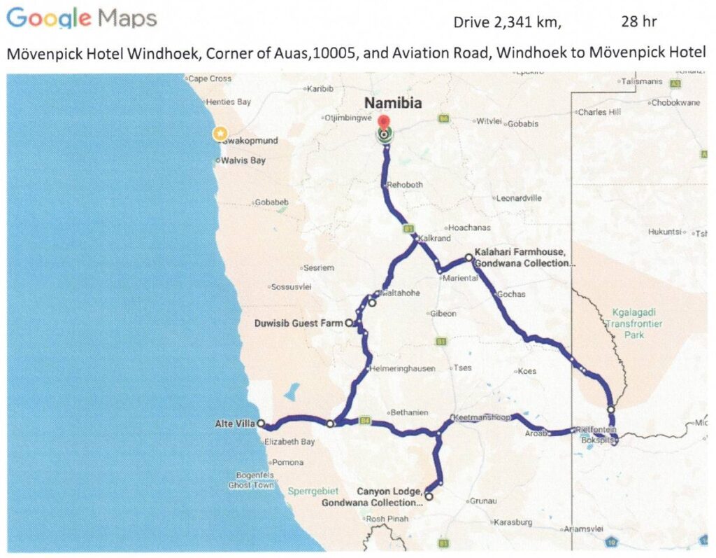 Reserutt Karta Namibia